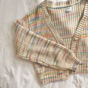 Space Dye Colorful Rainbow Pastel Knit Cardigan